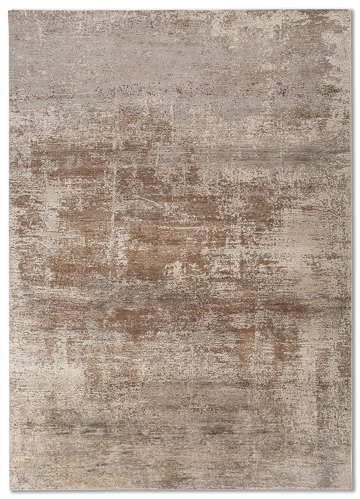 entropy ivory wool and silk hand knotted Rug - HeadShot