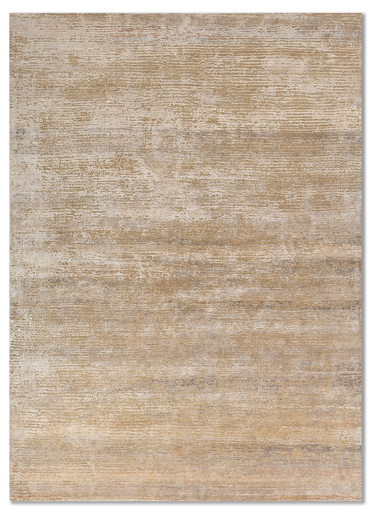 entropy ivory wool and silk hand knotted Rug - HeadShot