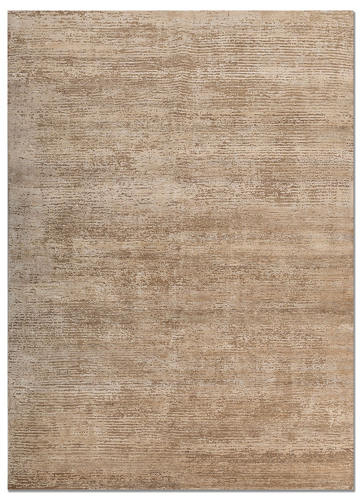 entropy ivory wool and silk hand knotted Rug - HeadShot