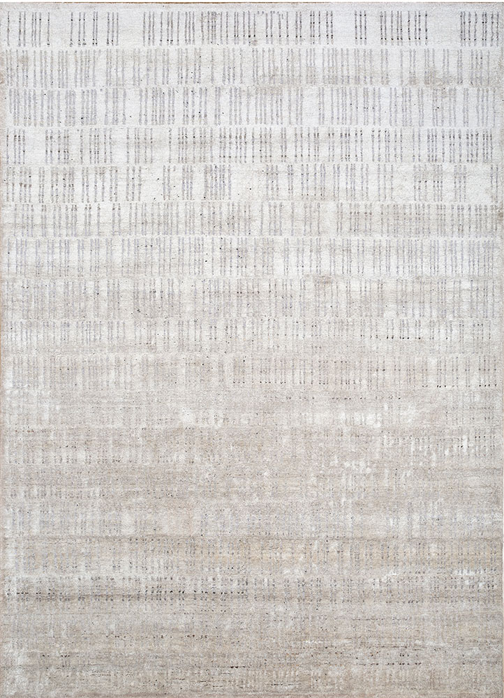 manifest ivory afghan wool and silk hand knotted Rug - HeadShot