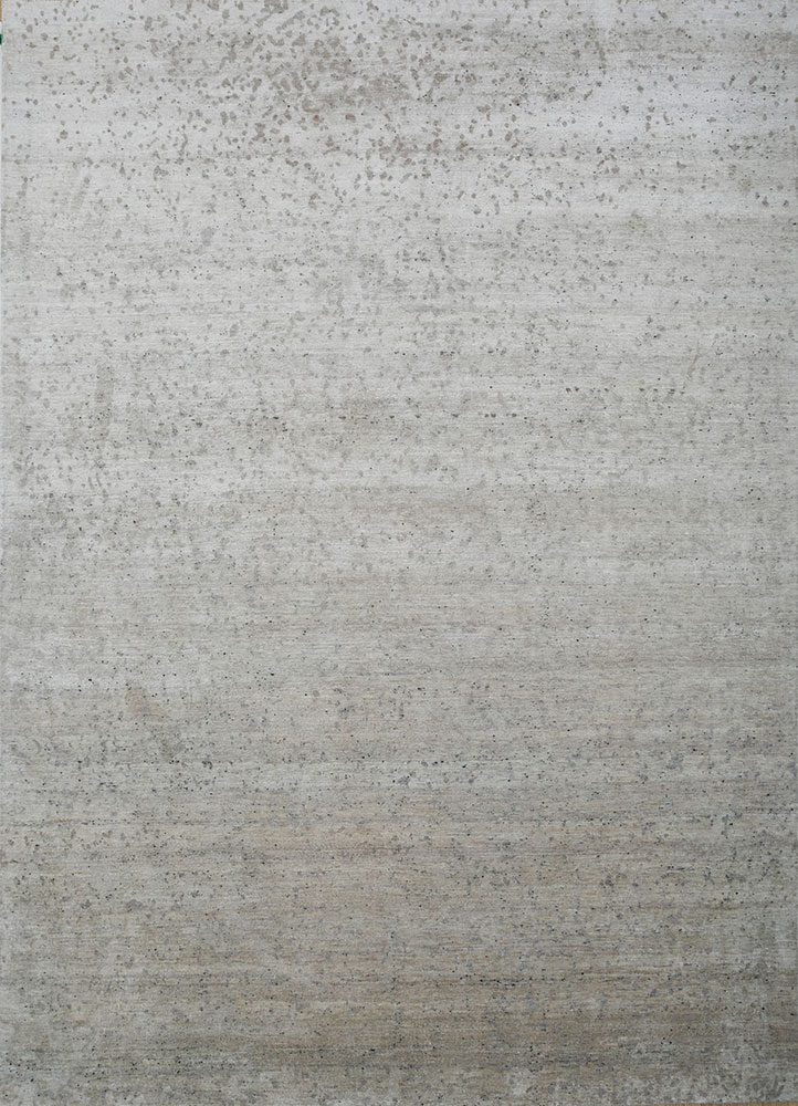 entropy ivory afghan wool and silk hand knotted Rug - HeadShot
