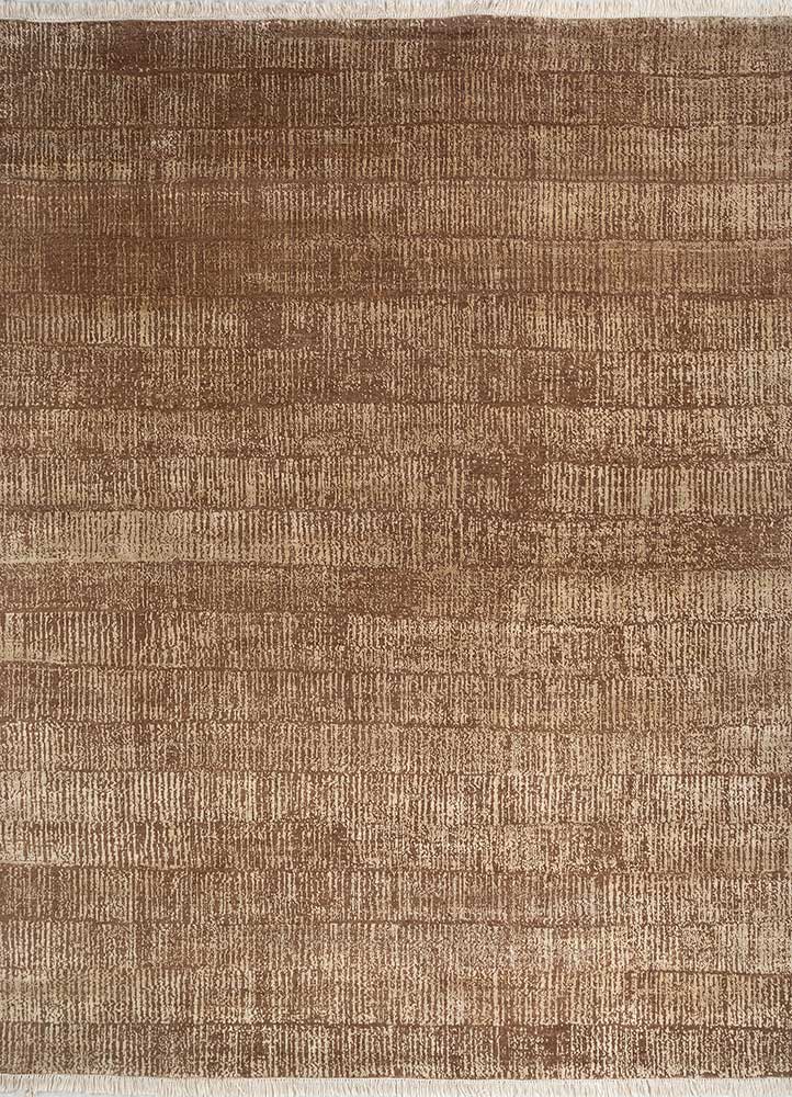 entropy beige and brown wool hand knotted Rug - HeadShot