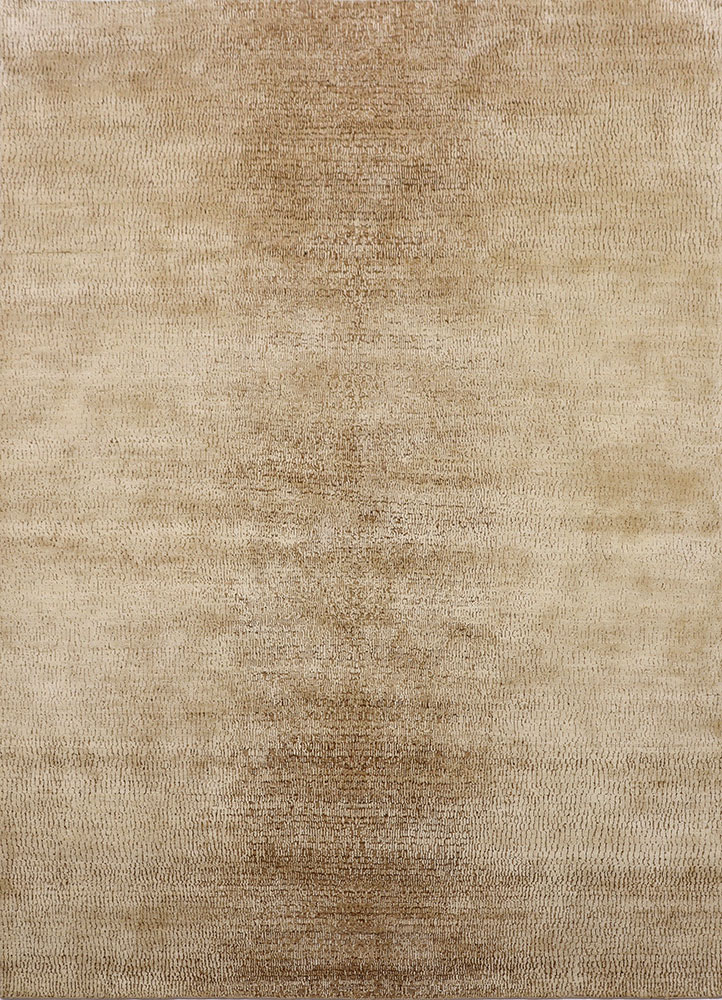 entropy beige and brown wool and silk hand knotted Rug - HeadShot