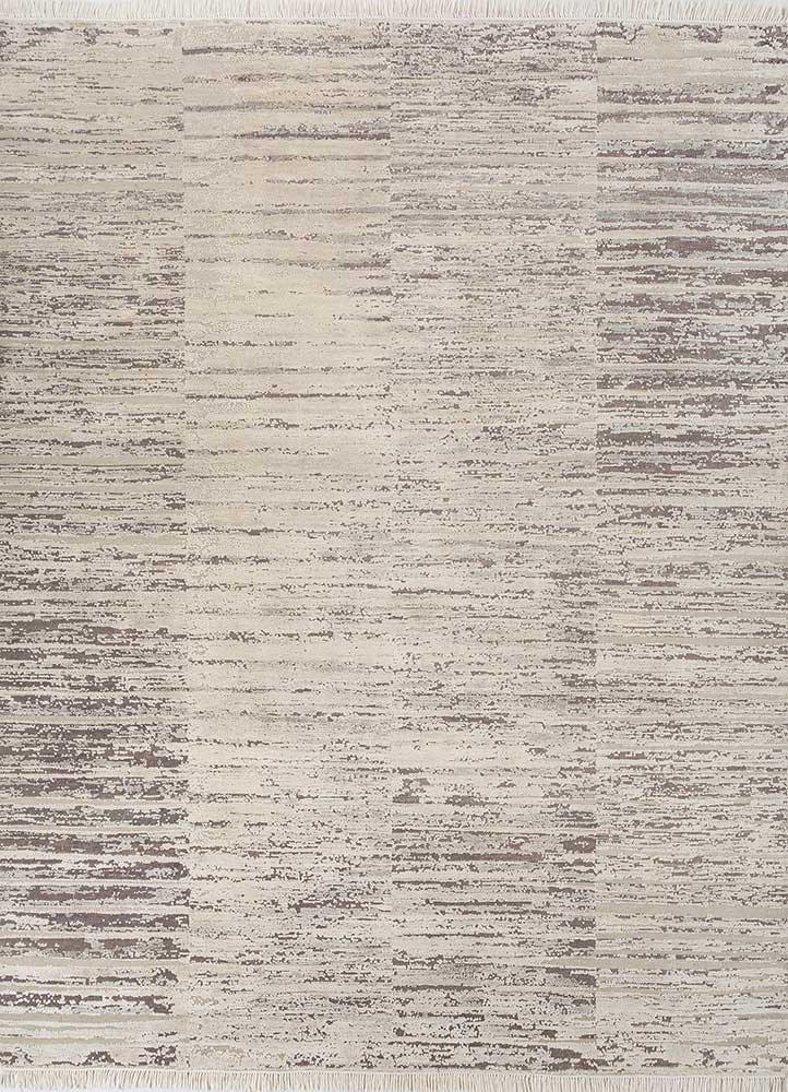 manifest ivory wool and silk hand knotted Rug - HeadShot