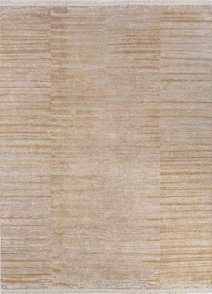 manifest ivory wool and silk hand knotted Rug - HeadShot