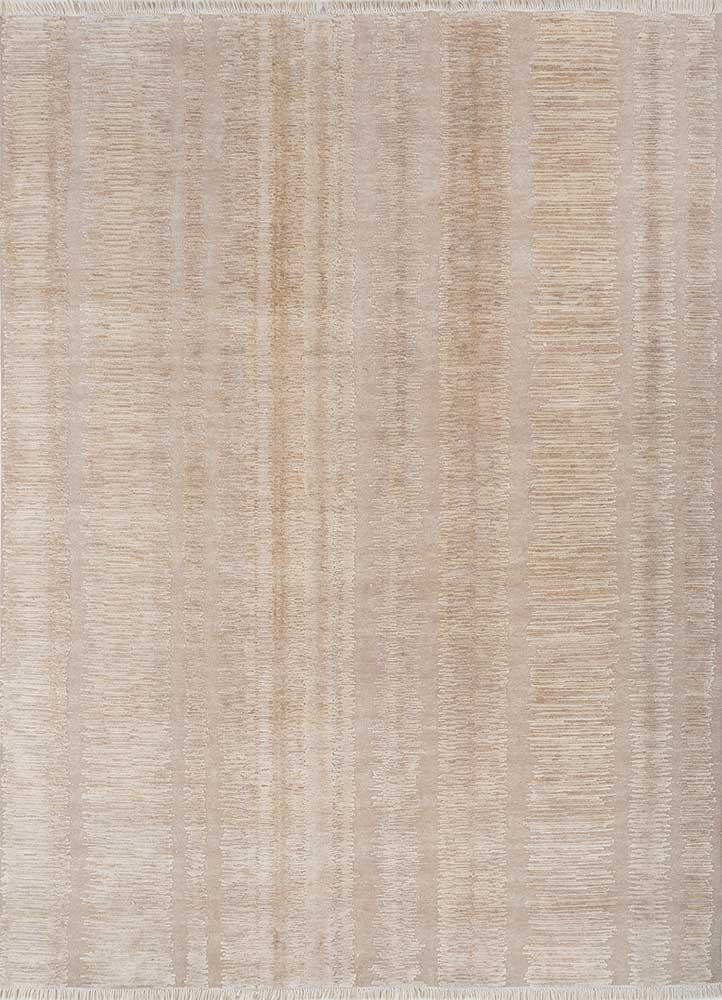manifest ivory wool and silk hand knotted Rug - HeadShot