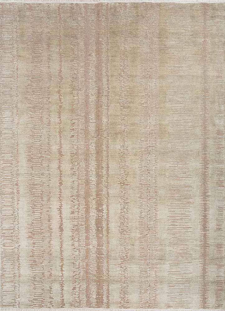 manifest ivory wool and silk hand knotted Rug - HeadShot
