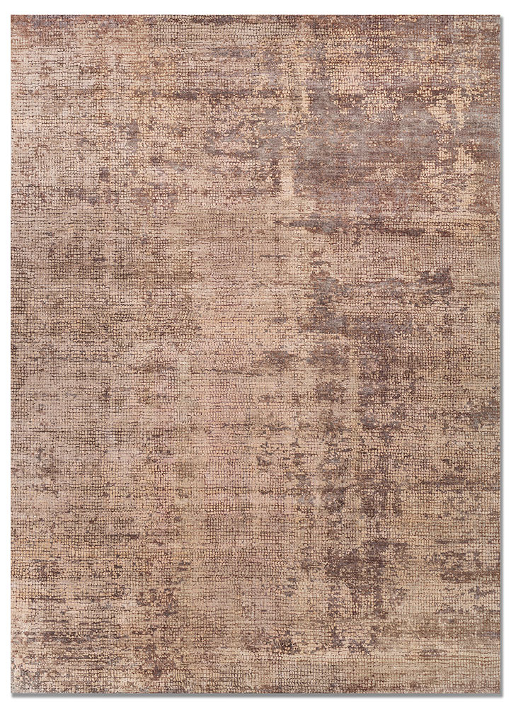 entropy red and orange wool and bamboo silk hand knotted Rug - HeadShot