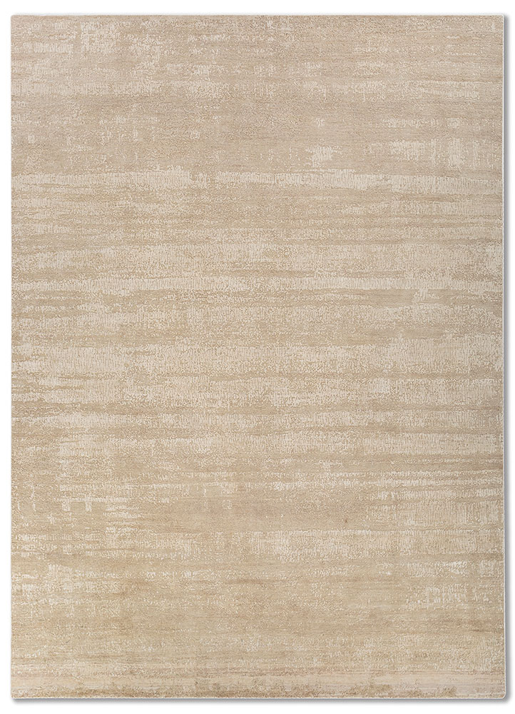 entropy ivory wool and silk hand knotted Rug - HeadShot