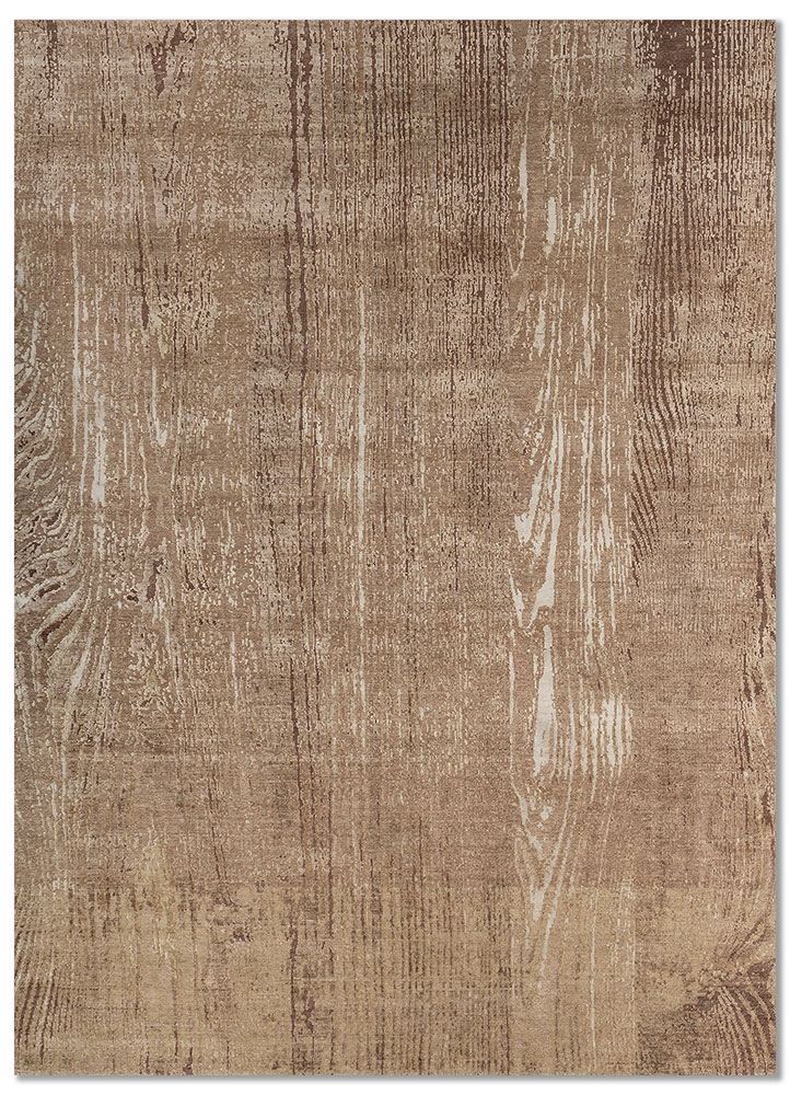 entropy ivory wool and silk hand knotted Rug - HeadShot