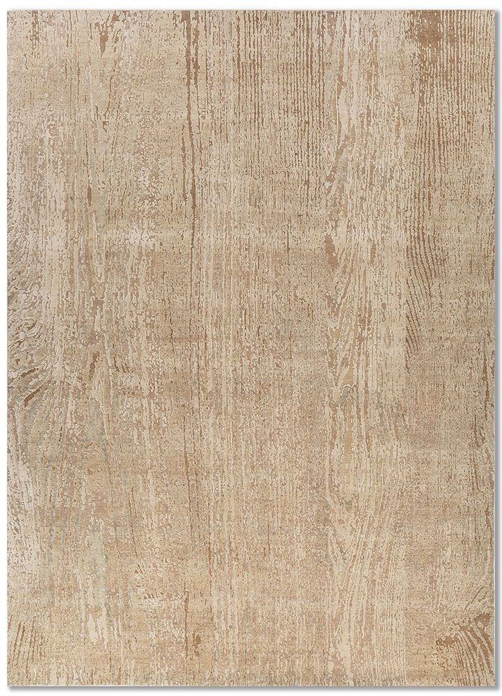 entropy beige and brown wool and silk hand knotted Rug - HeadShot
