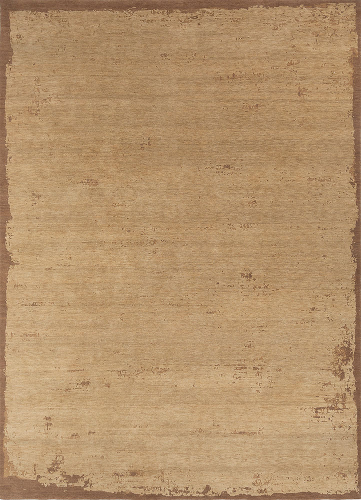 urban pause by kavi beige and brown bamboo silk hand knotted Rug - HeadShot