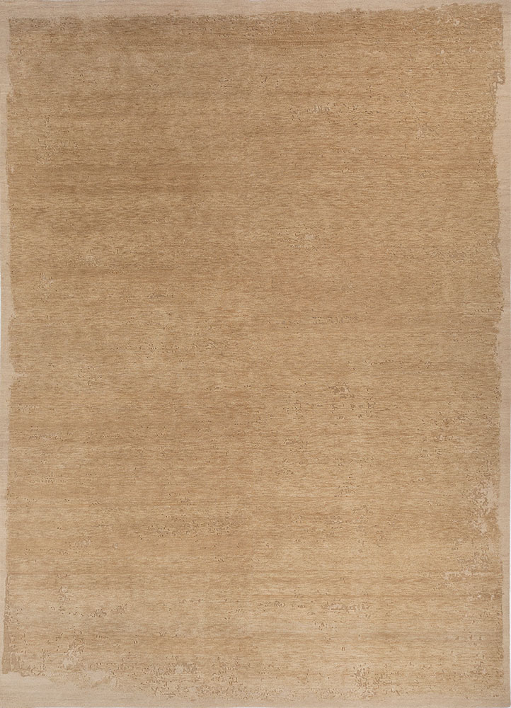 urban pause by kavi beige and brown bamboo silk hand knotted Rug - HeadShot