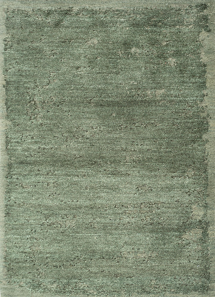 urban pause by kavi green wool hand knotted Rug - HeadShot