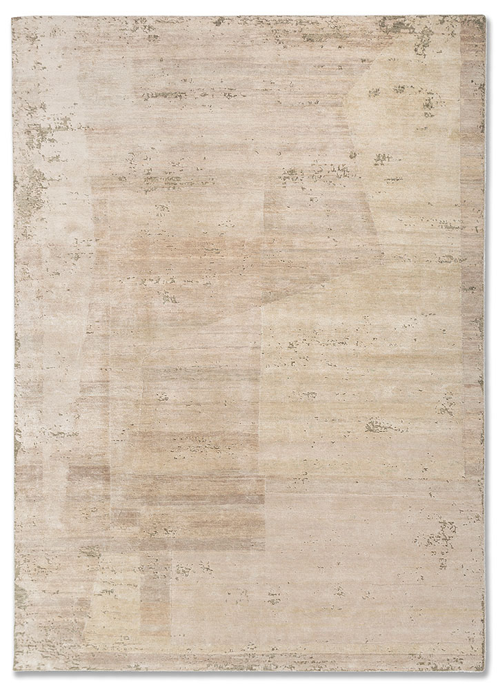 aakar by kavi ivory wool and silk hand knotted Rug - HeadShot