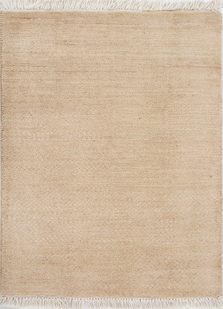 aprezo beige and brown wool and silk hand knotted Rug - HeadShot