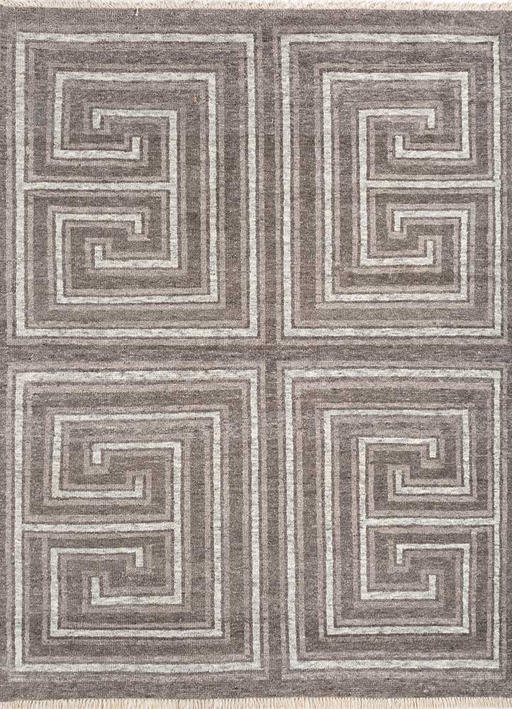 thyme beige and brown wool hand knotted Rug - HeadShot