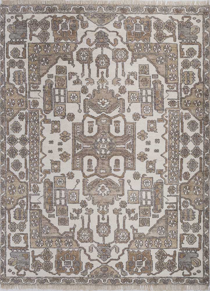 thyme ivory wool hand knotted Rug - HeadShot