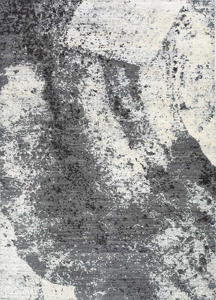 entropy ivory wool and viscose hand knotted Rug - HeadShot