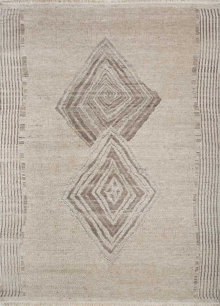 thyme ivory wool hand knotted Rug - HeadShot