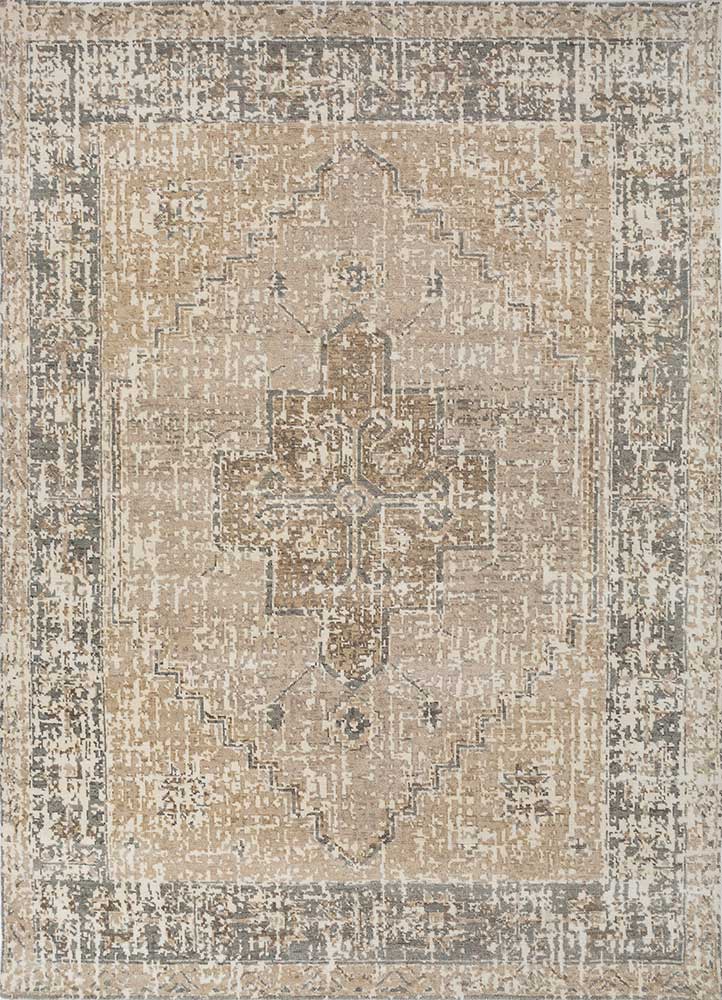thyme ivory wool hand knotted Rug - HeadShot