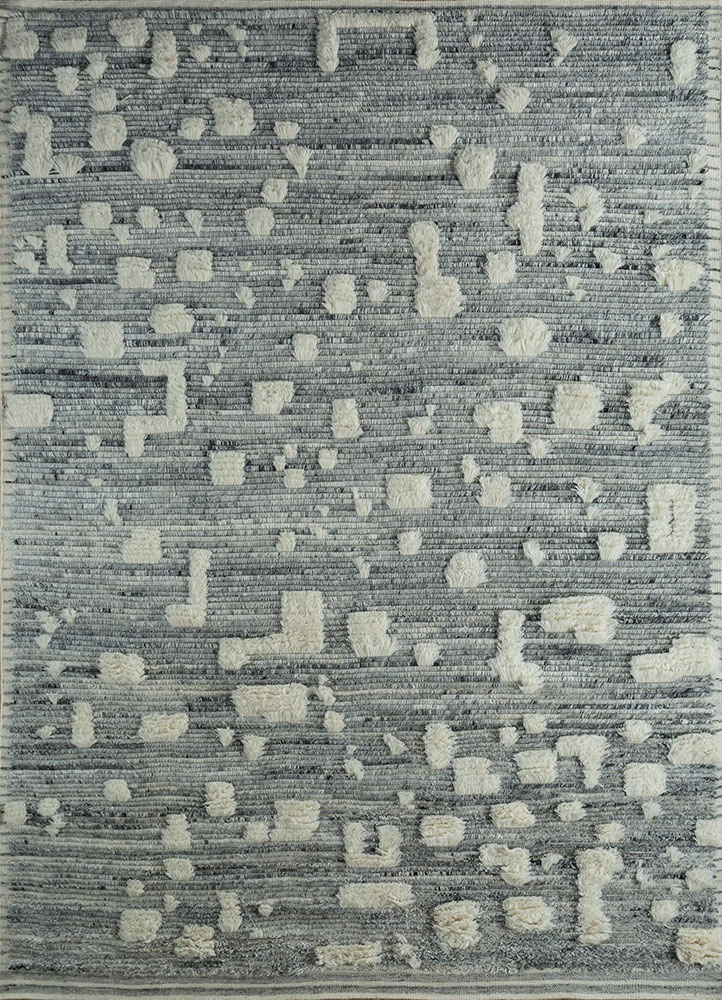 zuri grey and black wool and viscose hand knotted Rug - HeadShot