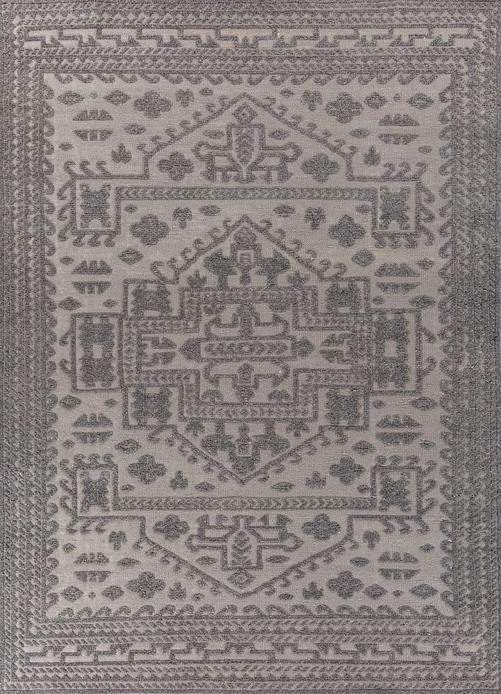 manifest grey and black wool and viscose hand knotted Rug - HeadShot