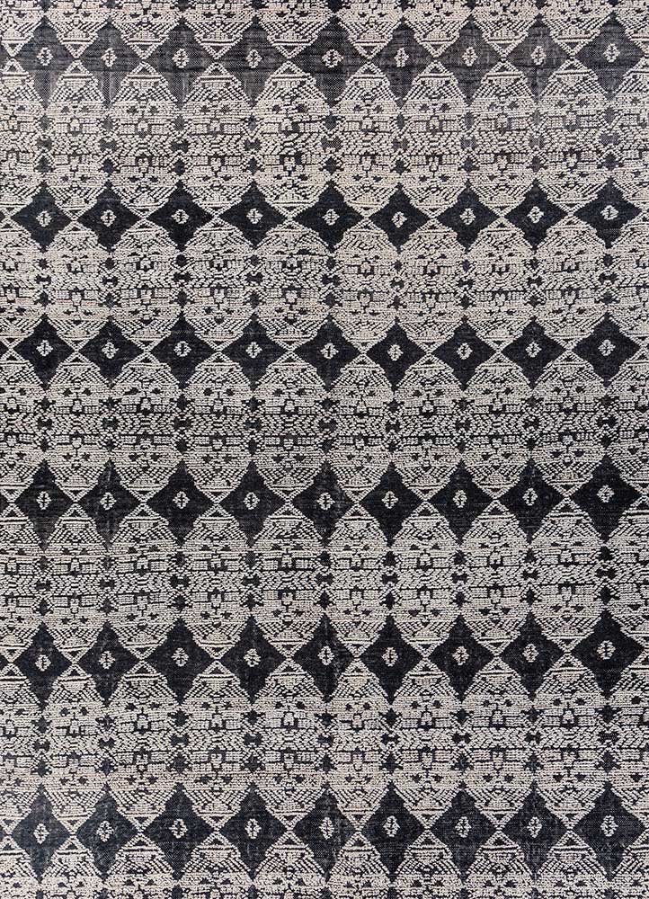 manifest grey and black wool and viscose hand knotted Rug - HeadShot