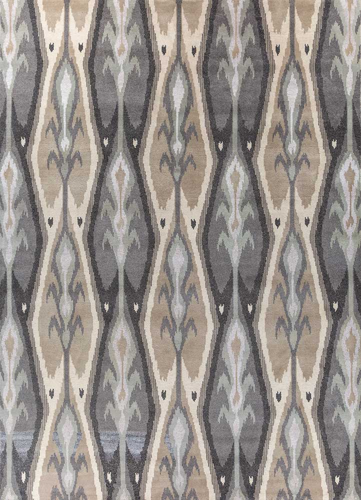 savana grey and black wool and viscose hand knotted Rug - HeadShot