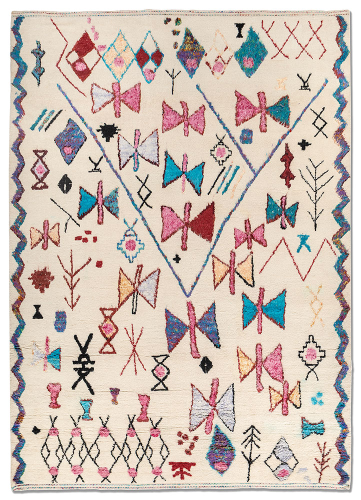 zuri ivory wool and viscose hand knotted Rug - HeadShot