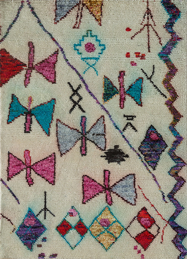zuri multi wool and viscose hand knotted Rug - HeadShot