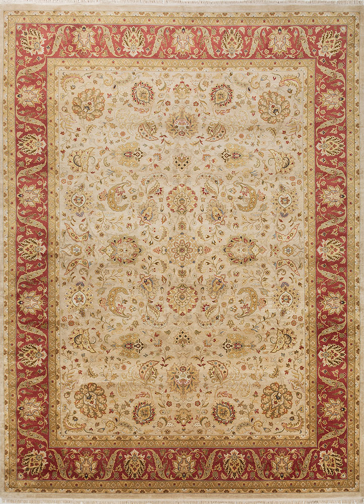 gulmarg ivory silk hand knotted Rug - HeadShot