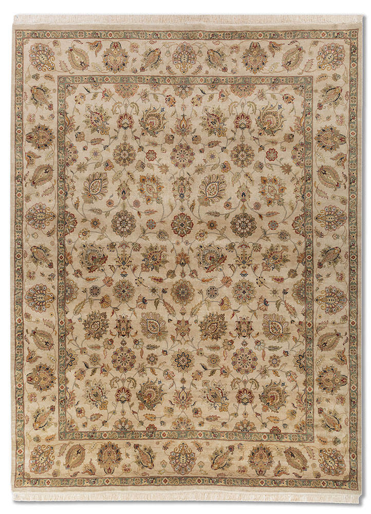 gulmarg ivory silk hand knotted Rug - HeadShot