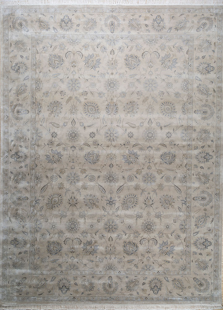 gulmarg ivory silk hand knotted Rug - HeadShot