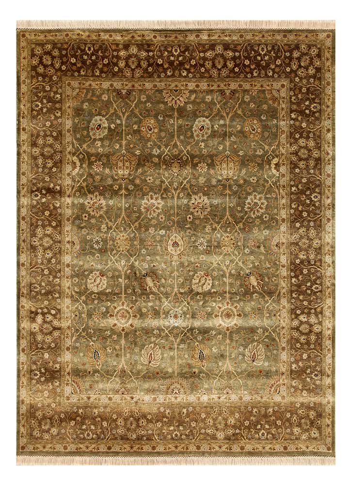 gulmarg green silk hand knotted Rug - HeadShot