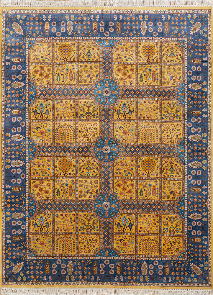 gulmarg gold silk hand knotted Rug - HeadShot