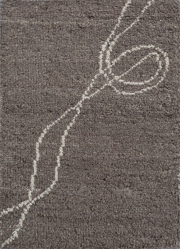 zuri beige and brown wool hand knotted Rug - HeadShot
