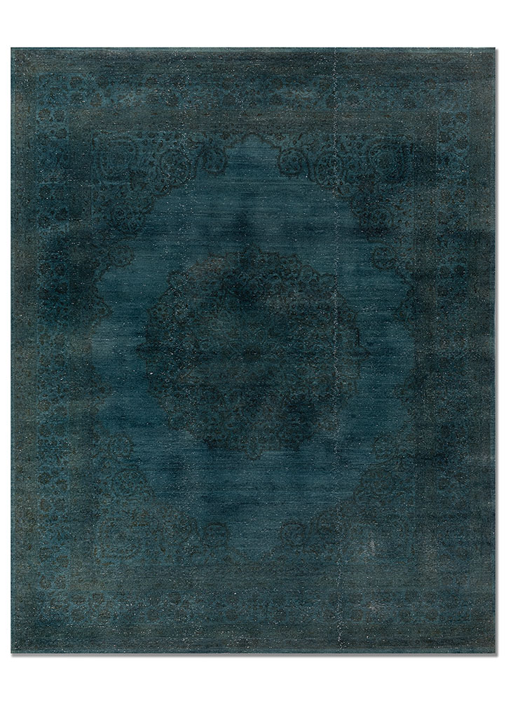 lacuna blue wool hand knotted Rug - HeadShot