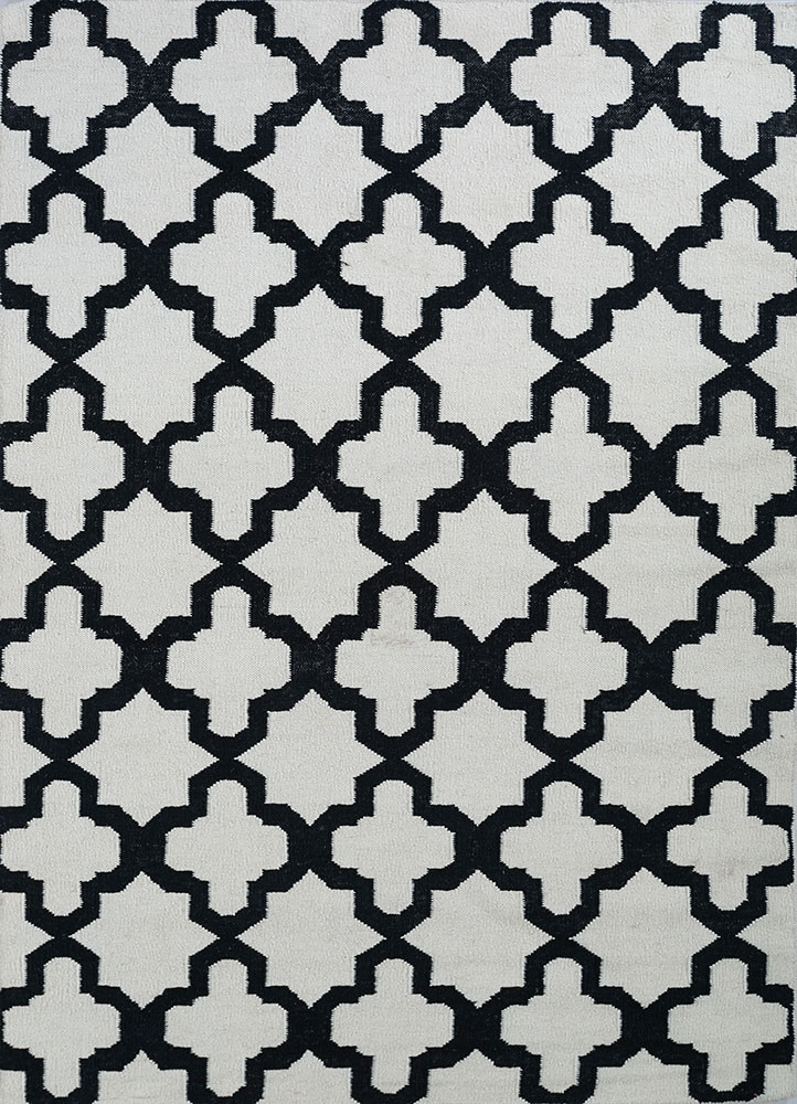 indusbar grey and black wool flat weaves Rug - HeadShot
