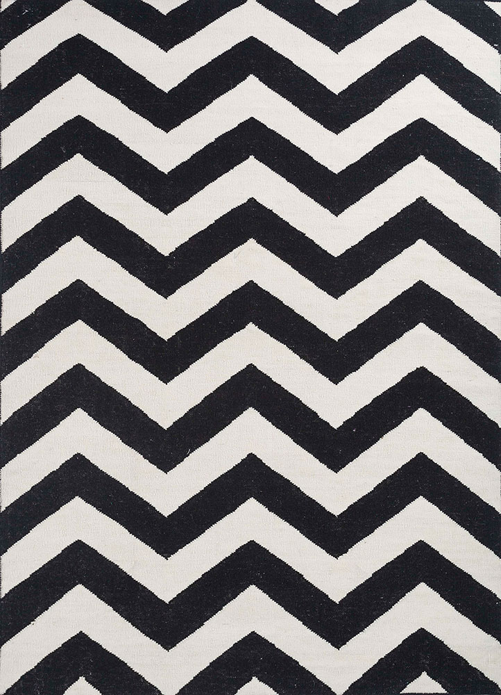 indusbar grey and black wool flat weaves Rug - HeadShot
