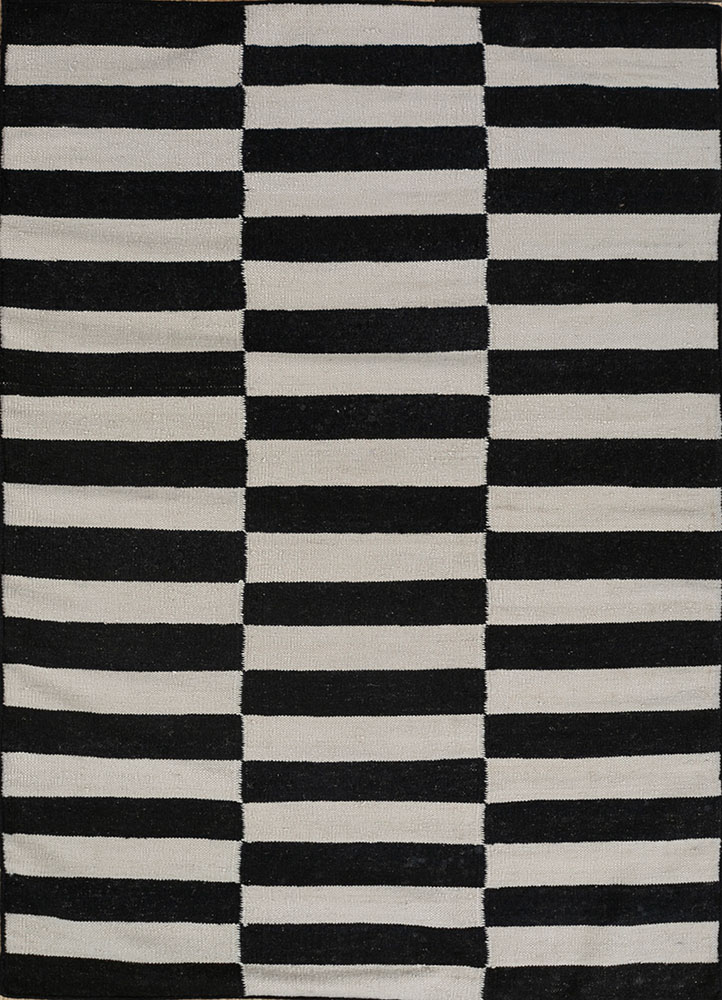 alhambra grey and black wool flat weaves Rug - HeadShot
