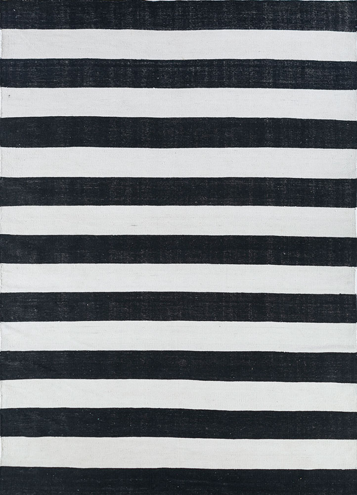 alhambra grey and black wool flat weaves Rug - HeadShot