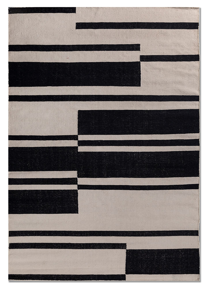 indusbar grey and black wool flat weaves Rug - HeadShot