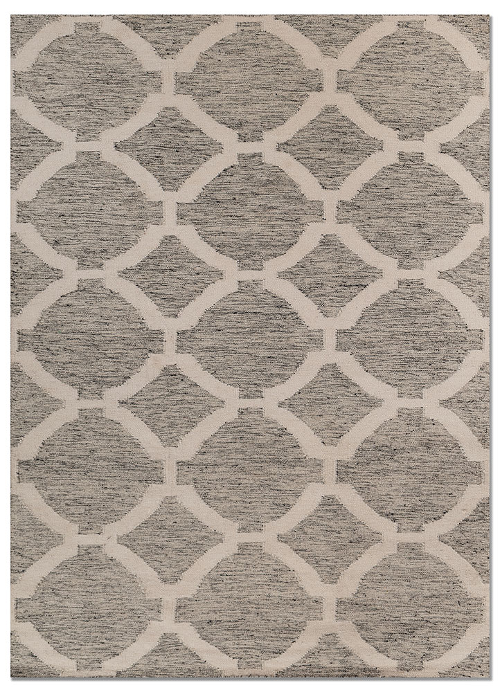 indusbar grey and black wool flat weaves Rug - HeadShot