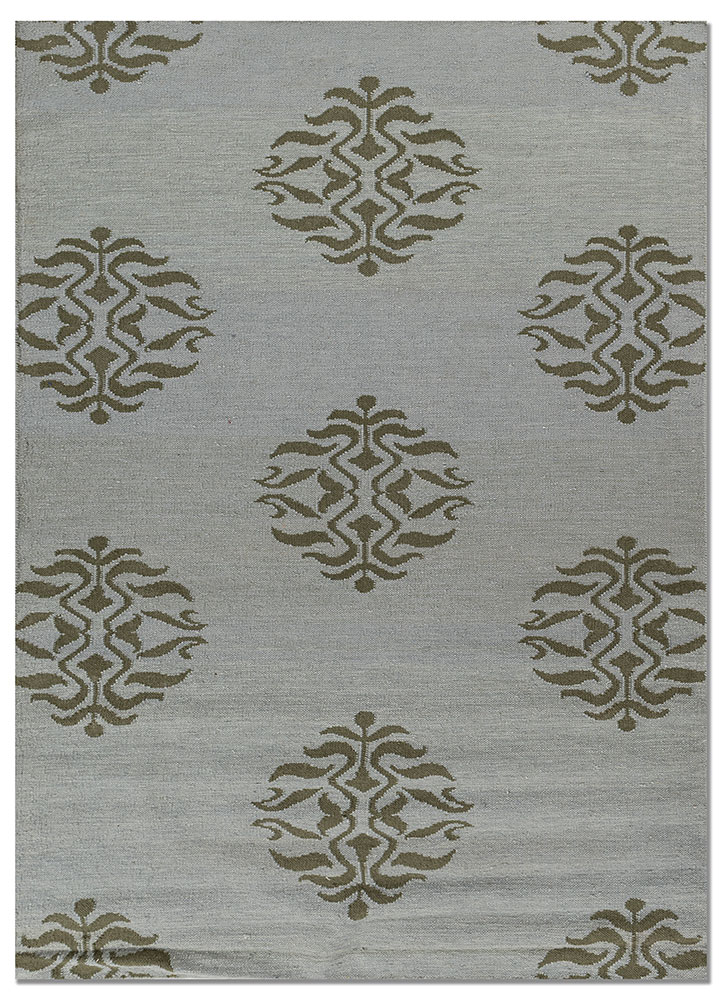 indusbar blue wool flat weaves Rug - HeadShot