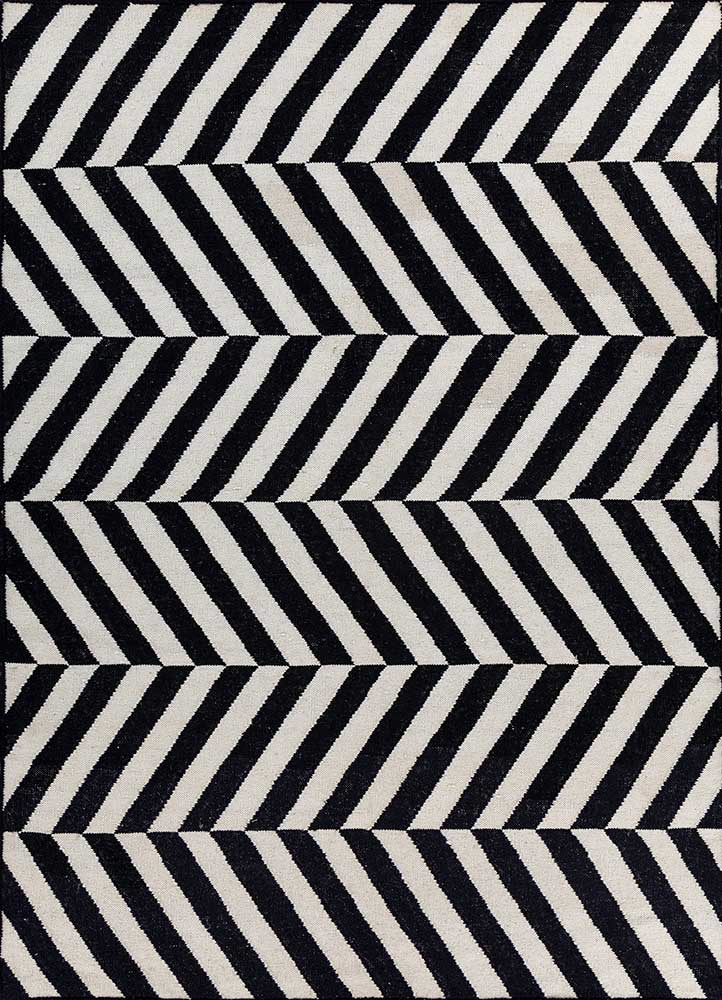 alhambra grey and black wool flat weaves Rug - HeadShot
