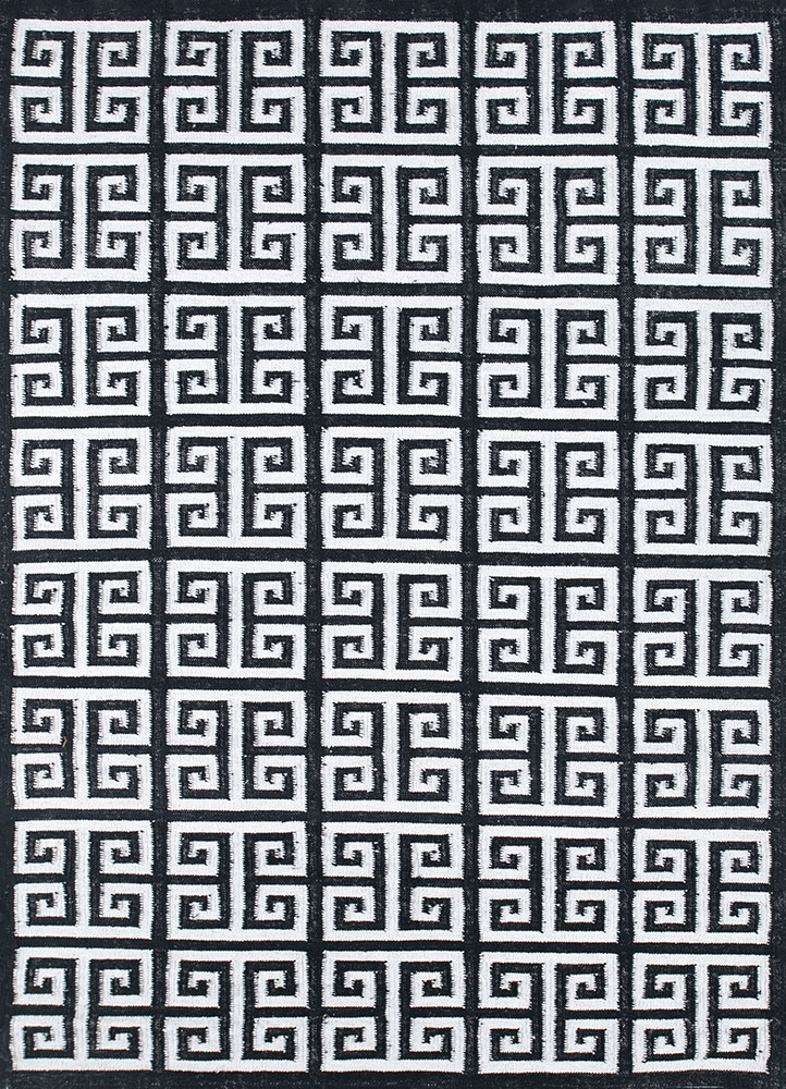 alhambra grey and black wool flat weaves Rug - HeadShot
