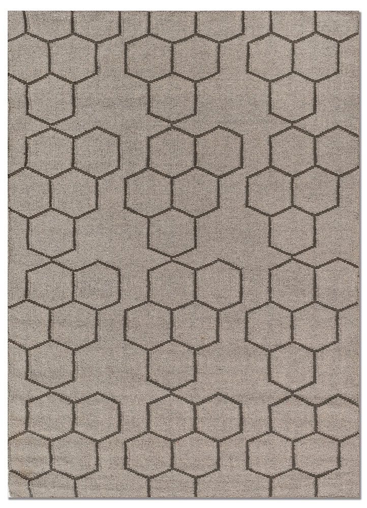 indusbar grey and black wool flat weaves Rug - HeadShot