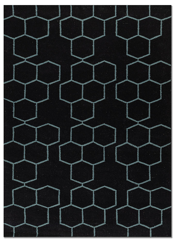 indusbar grey and black wool flat weaves Rug - HeadShot