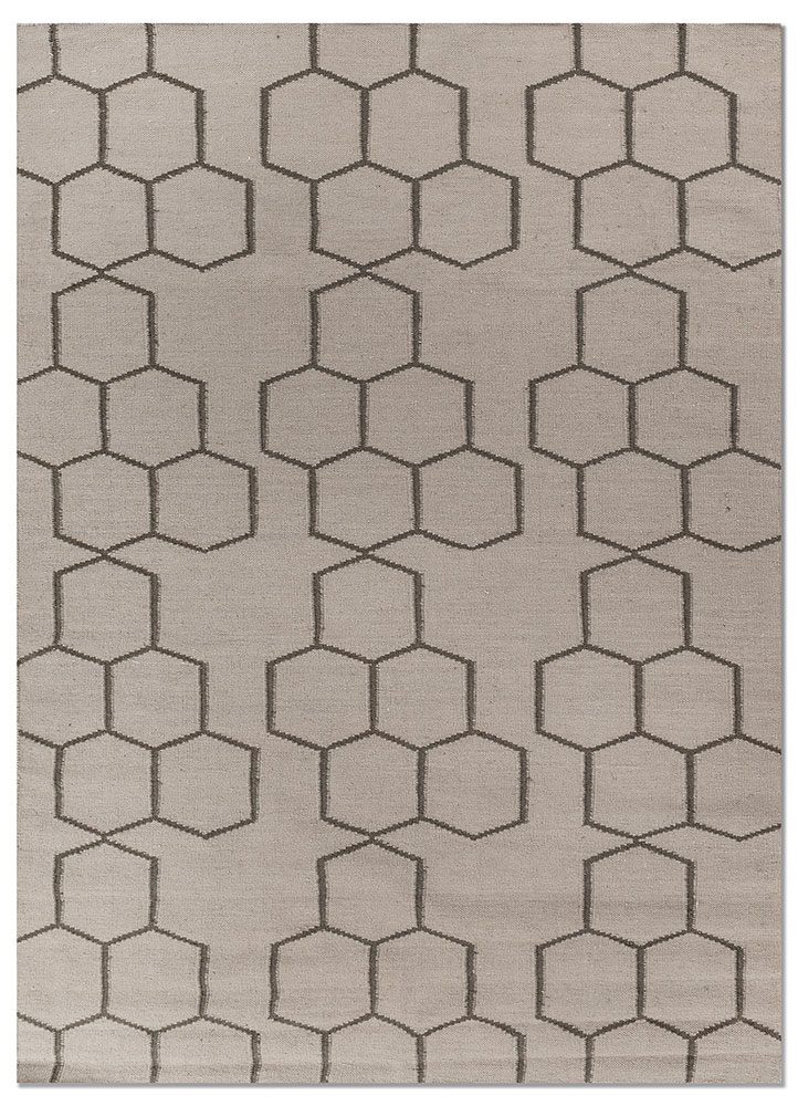 indusbar grey and black wool flat weaves Rug - HeadShot